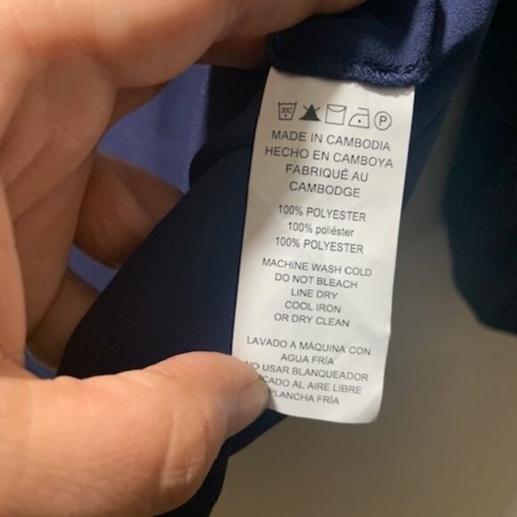 NWT Michael Kors Women's Navy Gold Zip Work Blouse - Size L - FLAW - Discounted - Picture 6 of 8